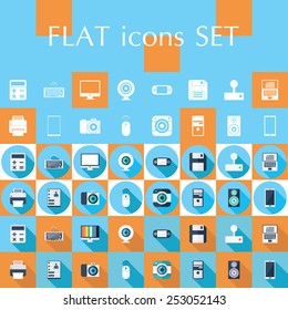 Set of 48 vector electronic gadgets. Flat icons for Web and Mobile Application. EPS 10.