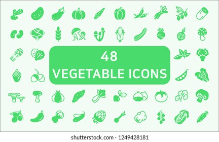 Set Of 48 Vegetable Related Icons, solid style. Contains such Icons as ginger, vegetable, asparagus, food, bean, cabbage, wheat and more.
customize color, stroke width control , easy resize.