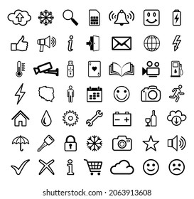 set of 49 icons on white background