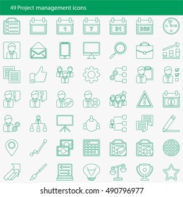 Set of 49 modern project management vector icons