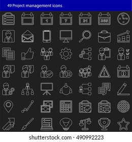 Set of 49 modern project management vector icons