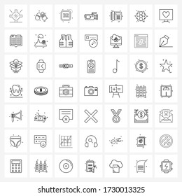 Set of 49 Simple Line Icons of video recording; camera; calendar; cam coder; day Vector Illustration