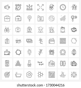 Set of 49 Simple Line Icons for Web and Print such as small; shrink; timer; retract; success Vector Illustration
