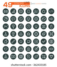 Set of 49 thin line vector icons for business, web design, presentations, seo, e-commerce, infographic, banking, applications, etc