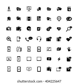 Set of 49 Universal Icons. Simple Flat Style. Business, internet, web design.