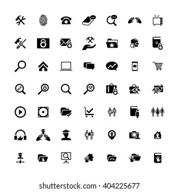 Set of 49 Universal Icons. Simple Flat Style. Business, internet, web design.