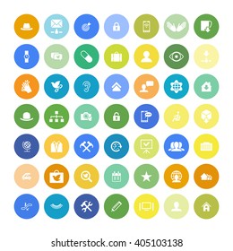 Set of 49 Universal Icons. Simple Flat Style. Business, internet, web design.