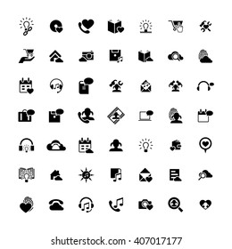 Set of 49 Universal Icons. Simple Flat Style. Business, internet, web design.
