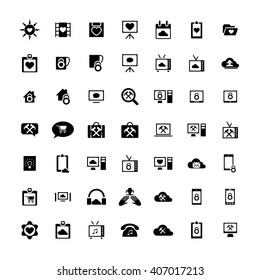Set of 49 Universal Icons. Simple Flat Style. Business, internet, web design.