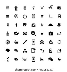 Set of 49 Universal Icons. Simple Flat Style. Business, internet, web design.