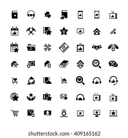 Set of 49 Universal Icons. Simple Flat Style. Business, internet, web design.