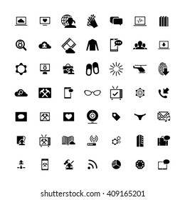 Set of 49 Universal Icons. Simple Flat Style. Business, internet, web design.