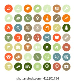 Set of 49 Universal Icons. Simple Flat Style. Business, internet, web design.