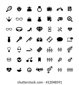 Set of 49 Universal Icons. Simple Flat Style. Business, internet, web design.