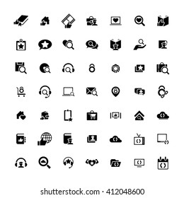 Set of 49 Universal Icons. Simple Flat Style. Business, internet, web design.
