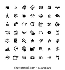 Set of 49 Universal Icons. Simple Flat Style. Business, internet, web design.