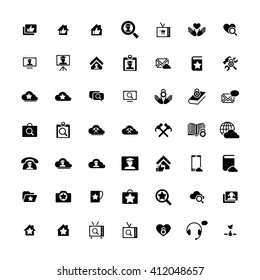 Set of 49 Universal Icons. Simple Flat Style. Business, internet, web design.