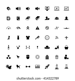 Set of 49 Universal Icons. Simple Flat Style. Business, internet, web design.