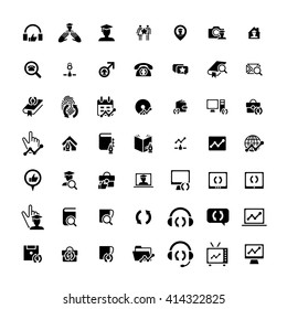 Set of 49 Universal Icons. Simple Flat Style. Business, internet, web design.
