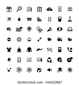Set of 49 Universal Icons. Simple Flat Style. Business, internet, web design.