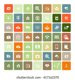Set of 49 Universal Icons. Simple Flat Style. Business, internet, web design.