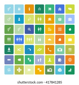 Set of 49 Universal Icons. Simple Flat Style. Business, internet, web design.