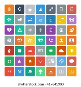 Set of 49 Universal Icons. Simple Flat Style. Business, internet, web design.