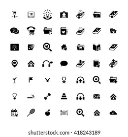 Set of 49 Universal Icons. Simple Flat Style. Business, internet, web design.