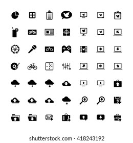 Set of 49 Universal Icons. Simple Flat Style. Business, internet, web design.