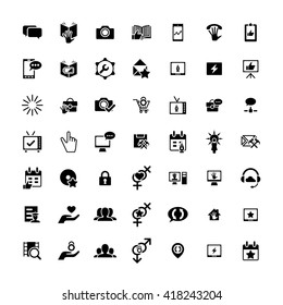 Set of 49 Universal Icons. Simple Flat Style. Business, internet, web design.