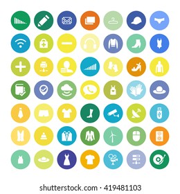 Set of 49 Universal Icons. Simple Flat Style. Business, internet, web design.