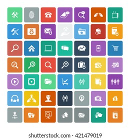 Set of 49 Universal Icons. Simple Flat Style. Business, internet, web design.
