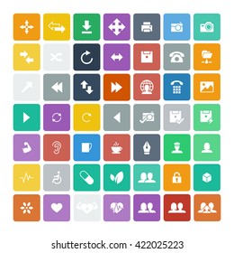 Set of 49 Universal Icons. Simple Flat Style. Business, internet, web design.