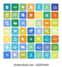 Set of 49 Universal Icons. Simple Flat Style. Business, internet, web design.