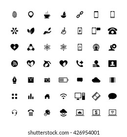 Set of 49 Universal Icons. Simple Flat Style. Business, internet, web design.