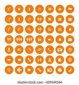 Set of 49 Universal Icons. Simple Flat Style. Business, internet, web design.