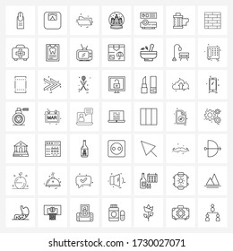 Set of 49 Universal Line Icons of projector; Christmas; folder; event; scenery globe Vector Illustration