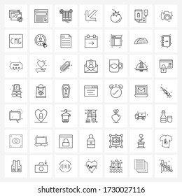 Set of 49 Universal Line Icons of vegetable; gear; left; arrows Vector Illustration