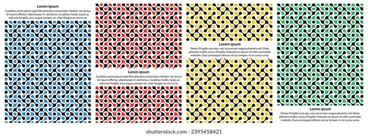 Set of 4-color abstract metaball patterns poster cover design. Vector illustration.