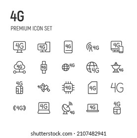 Set of 4g line icons. Premium pack of signs in trendy style. Pixel perfect objects for UI, apps and web. 