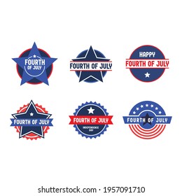 Set of 4th of July badges. Vector design for United States of America patriotic celebration. American independence day banners.