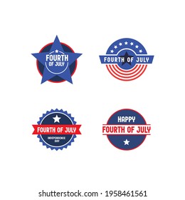 Juego de insignias del 4 de julio. Diseño de vectores para la celebración patriótica de los Estados Unidos de América. Pancartas del Día de la Independencia de Estados Unidos.