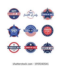 Set of 4th of July badges. Vector design for United States of America patriotic celebration. American independence day banners.