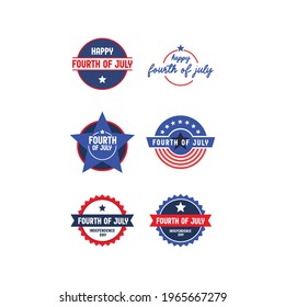 Set of 4th of July badges. Vector design for United States of America patriotic celebration. American independence day banners.