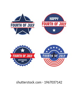 Set of 4th of July badges. Vector design for United States of America patriotic celebration. American independence day banners.