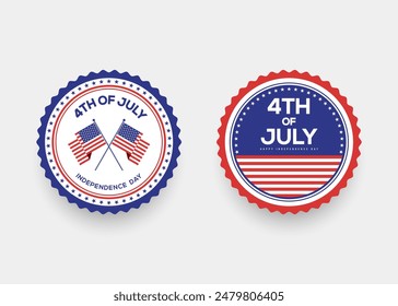 Set of 4th of July concept badge flat design style. Independence day of United States of America. Graphic design element template can be used for symbol, icon, vector illustration