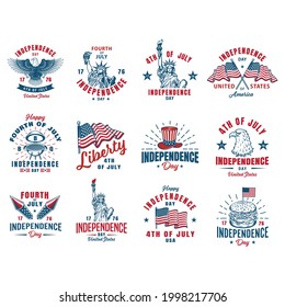 Set of 4th july emblem Free Vector