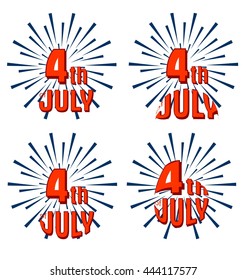 Set of 4th of July. United Stated independence day greeting.