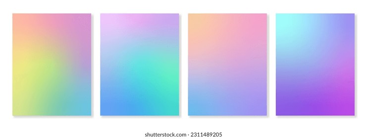 Set of 4vector gradient backgrounds saturated rainbow colors with soft transitions. For brochures, booklets, banners, branding, posters, social media and other projects. For web and print