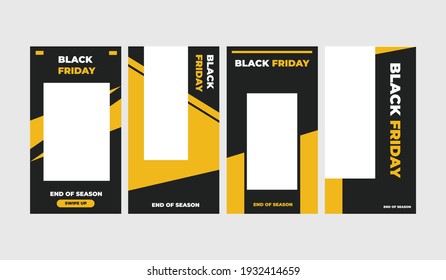 Set of 4Vector Layouts. Design Backgrounds for Social Media Stories. Set of Stories Frame Templates. Mockup for Social Media Stories. Black Friday